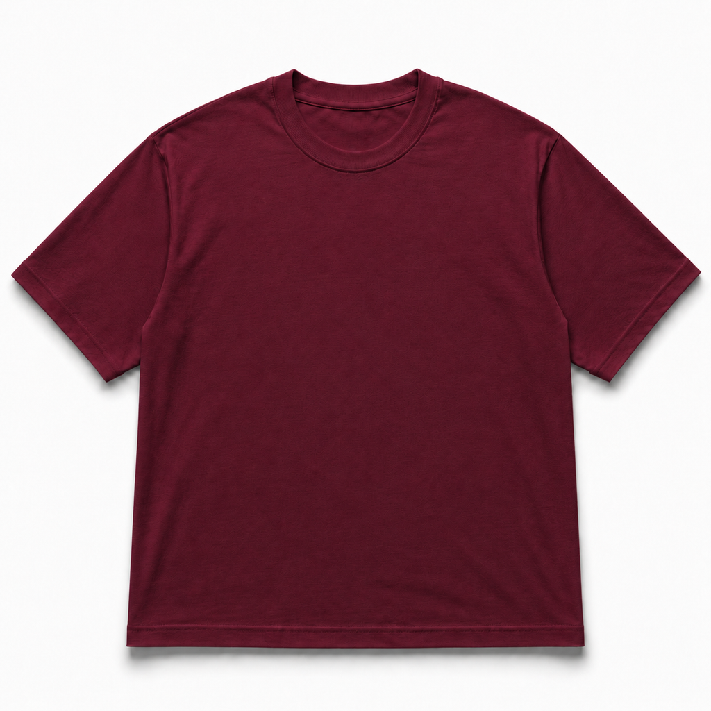 HexaStudios oversized T-shirt in soft fabric, featuring a relaxed fit and casual style, shown laid flat with visible stitching and design.