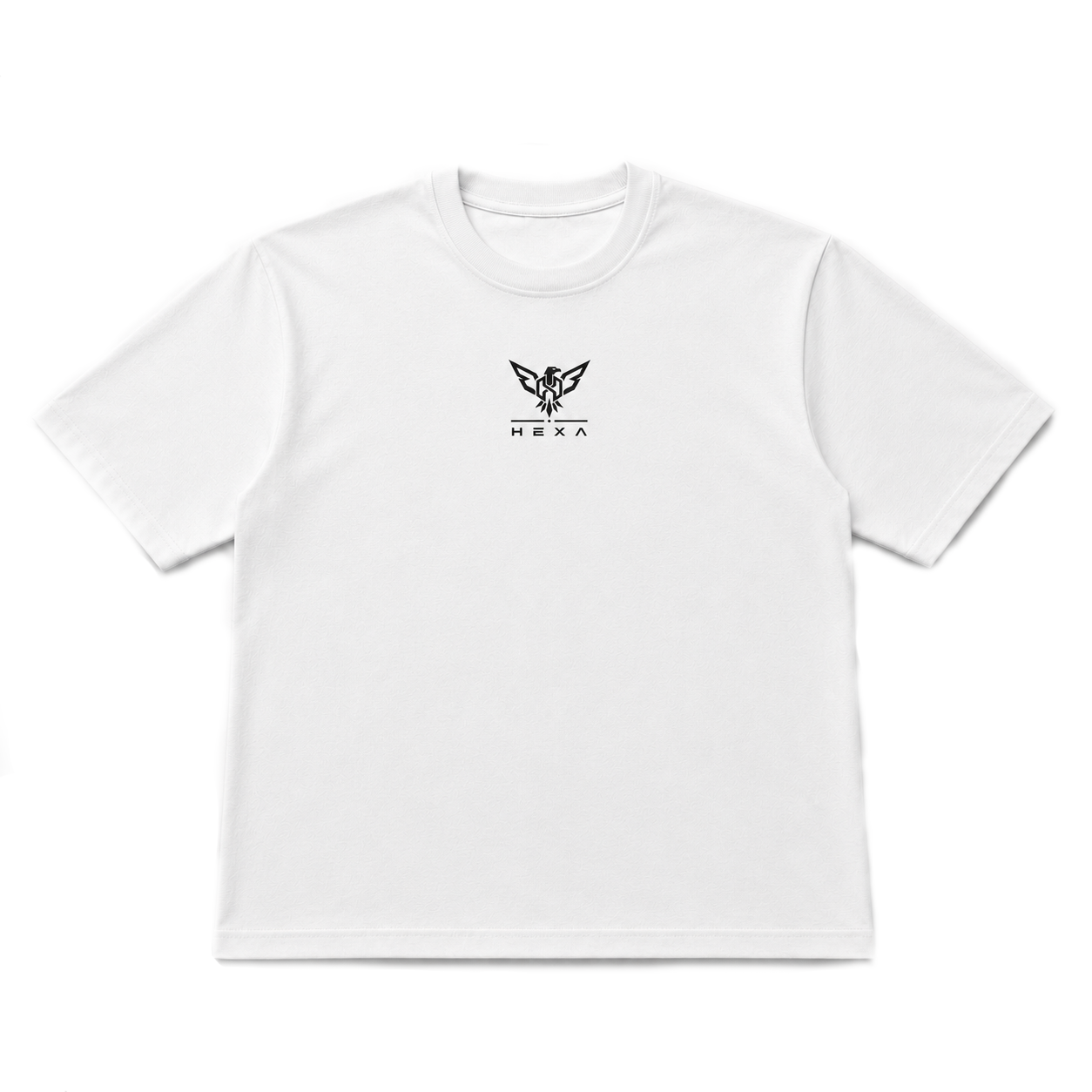 Hexa Eagle Flight oversized T-shirt featuring a large eagle graphic on the front, black fabric, and relaxed fit.