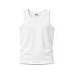 White HEXA tank top displayed on a hanger, showcasing a sleeveless, casual sleeveless top for women.