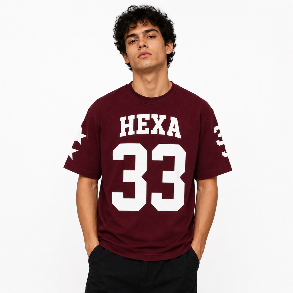 BURGUNDY BASEBALL OVERSIZED T-SHIRT