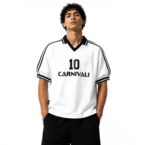 Hexa BOX FIT polo T-shirt in versatile style, displayed with short sleeves and classic collar on a white background.