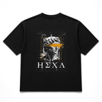 Hexa Blind Vision oversized T-shirt featuring bold graphic design in black and white, relaxed fit, and soft fabric.