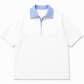 HEXA WHITE BLUE HALF ZIP POLO T-SHIRT